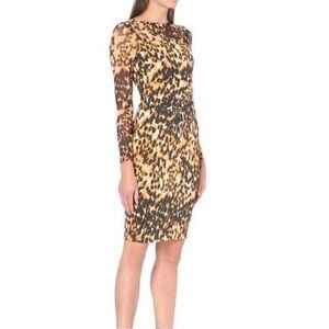 Karen Millen Leopard Long Sleeve Dress Knee Length Size US 8